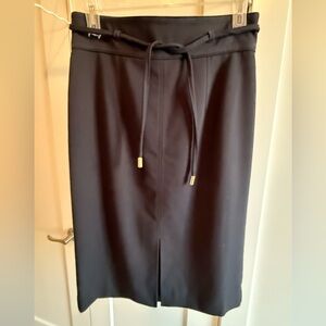 Ann Taylor Elegant Black Pencil Skirt with Tie Detail